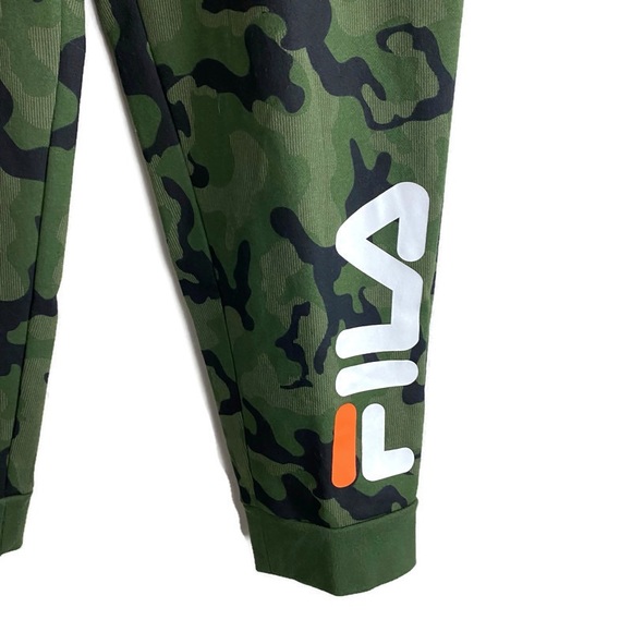 FILA Green Camo Fleece Jogger Sweatpants L - Picture 2 of 6